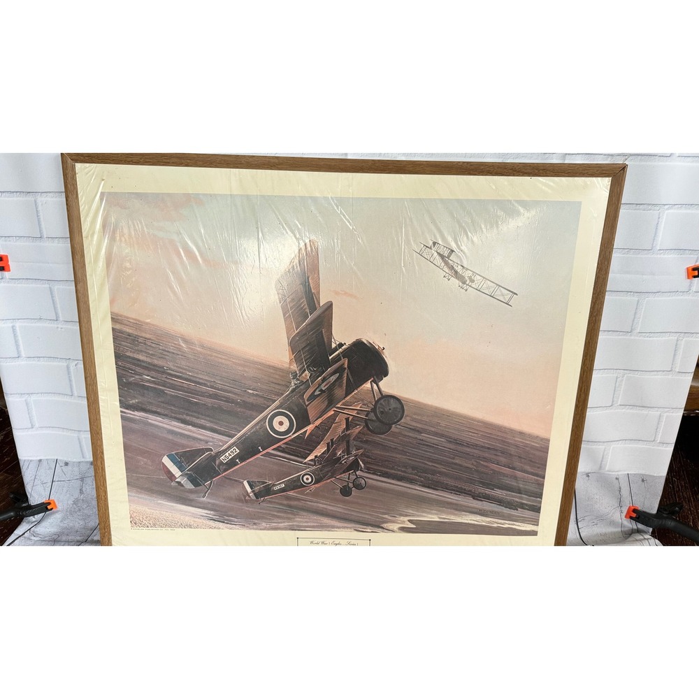Vintage 1969 J.B. Deneen WWI Eagles Sopwith Triplane Black Flight Framed Print